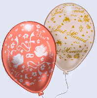 Hochzeitsdekoration Schöne Hochzeit mit Luftballons-Rundballons mit Hochzeitsmotiven